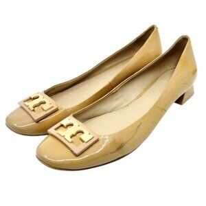 TORY BURCH~Gigi~MID-HEEL PUMPS~BEIGE PATENT LEATHER SHOES Size 10.5